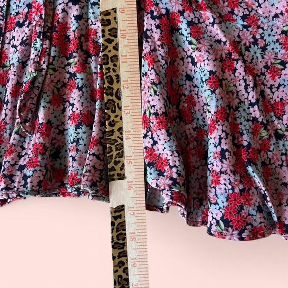 Red & Pink Floral Mini Skirt with Tie Belt –Size L - Picture 6 of 8
